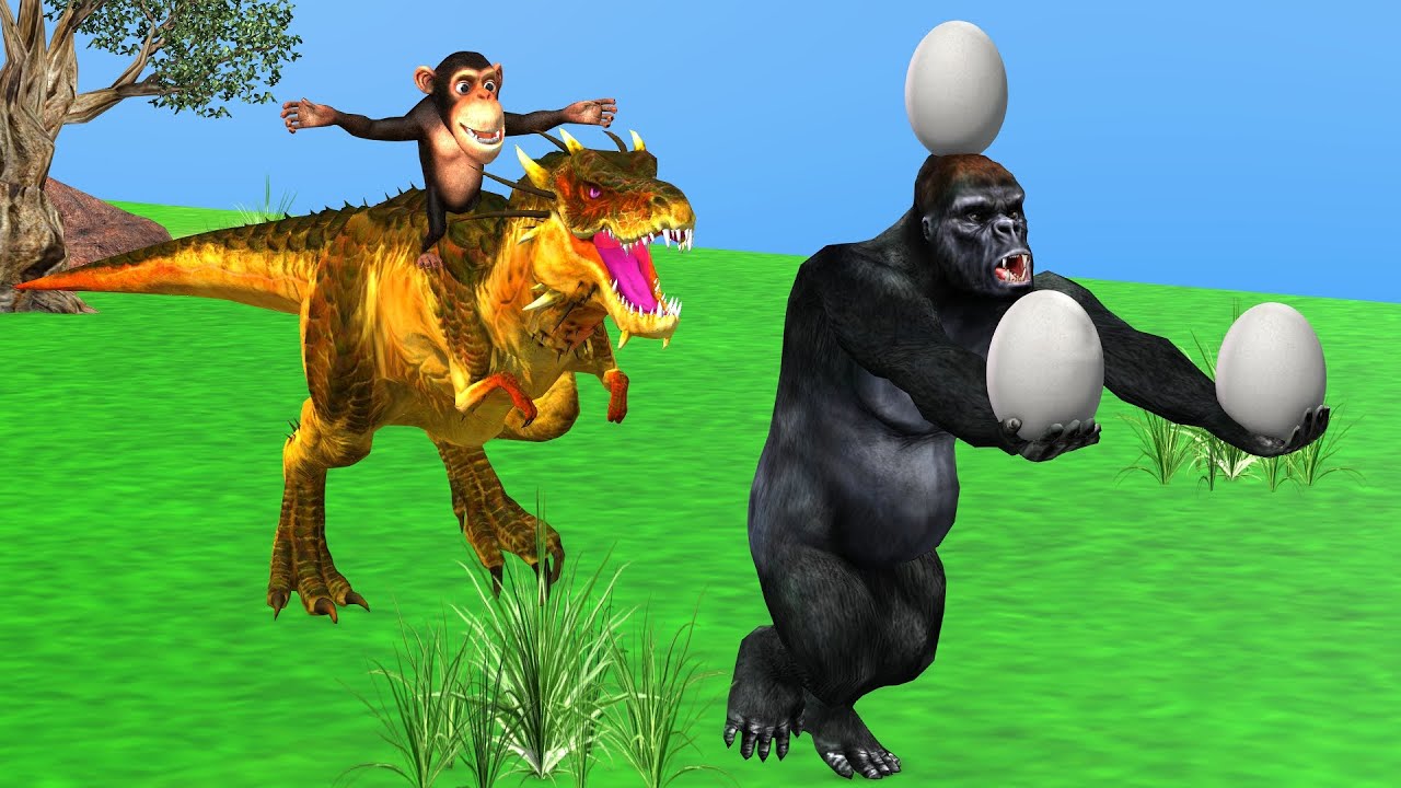 Choose The Right Eggs With Dinosaur, Gorilla Monkey Dinosaur Vs
