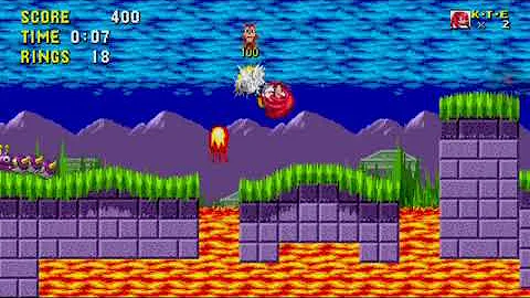 Sonic 1 2013 (Android) Marble Zone Act1 Knuckles Ring Attack 132 Rings