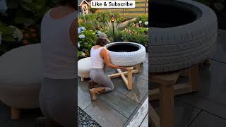Professional looking sets of table and chair made from recycled old tyre.#diy #craftstorage #garden