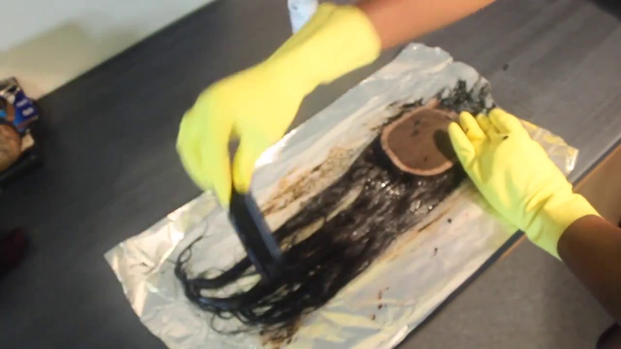 HOW TO DYE BROWN CLOSURE TO JET BLACK IN 5MINS YouTube