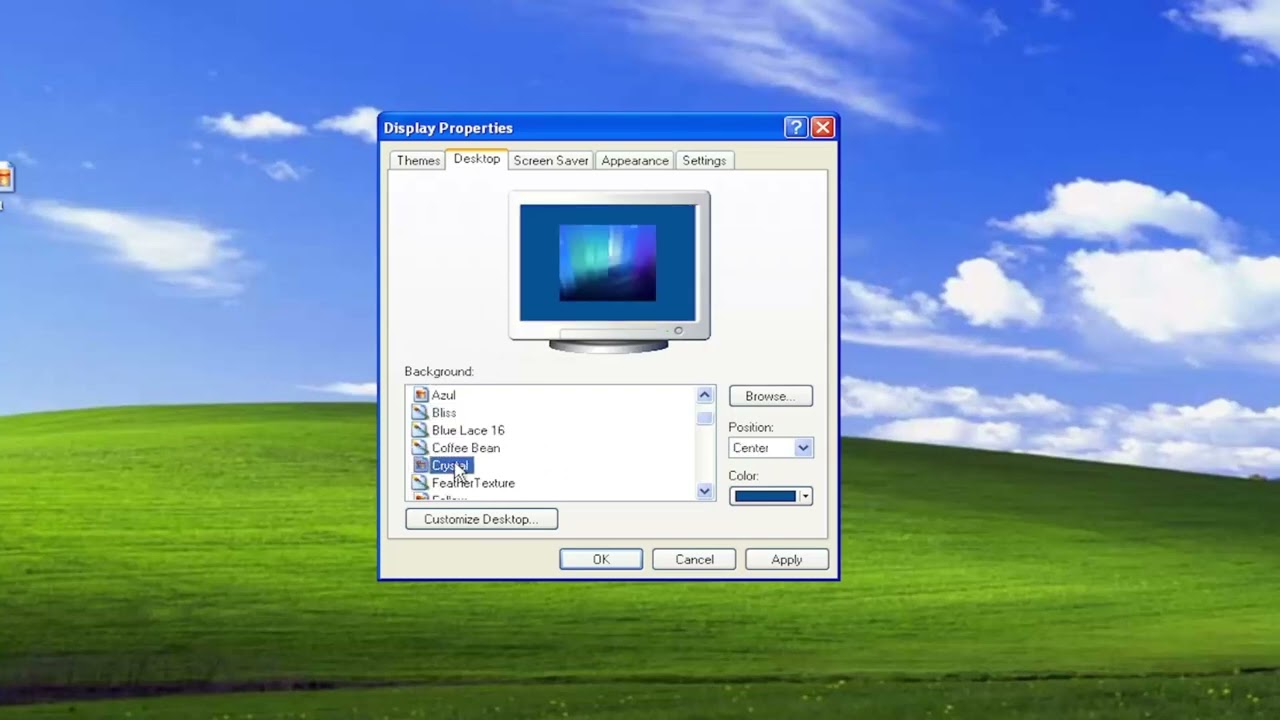 Windows XP: How To Change Desktop Background Wallpaper - YouTube