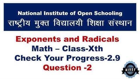 (Check Your Progress  2.9 Question-2) NIOS math class 10th
