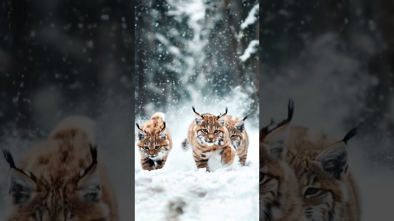 Adorable Trio: Lynx Kittens Discover the Wild