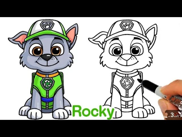 How to Draw Rocky Paw Patrol - DrawingNow