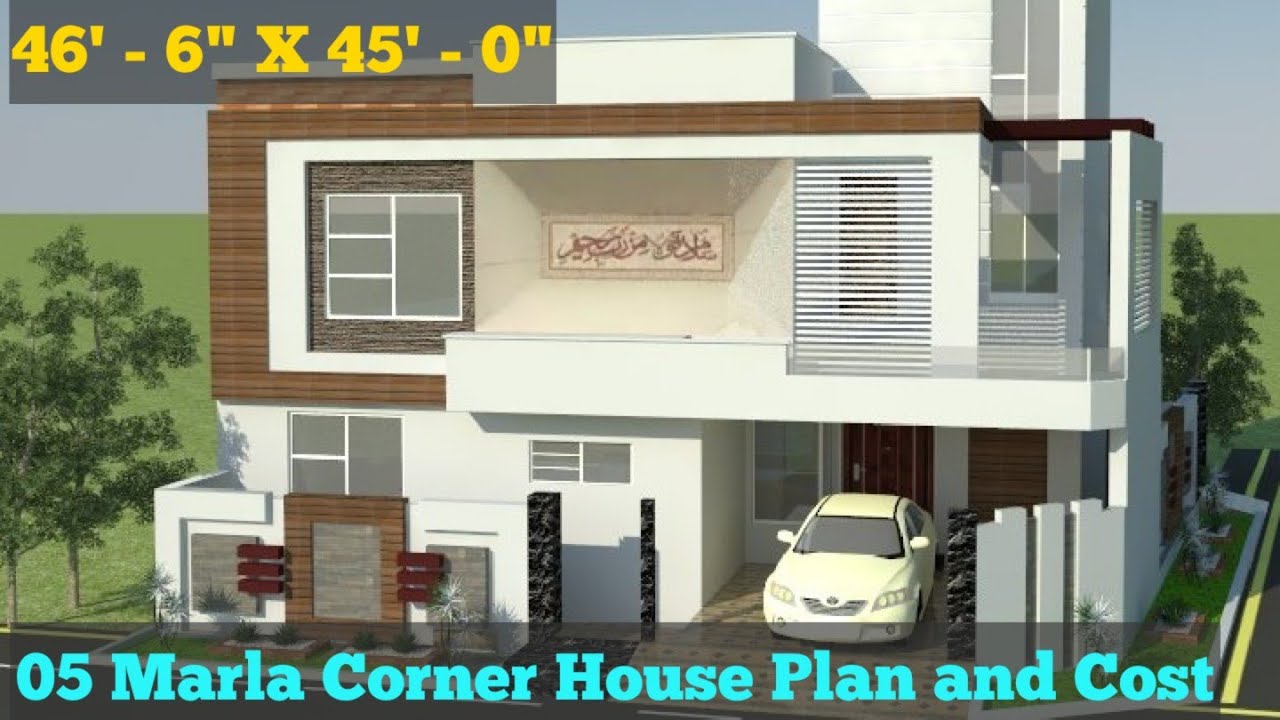 5 Marla 45x45 Double Story Corner House Design in Pakistan 