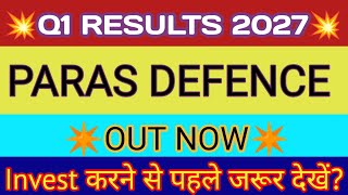 Paras Defence Q1 Results 2026 🔴 Paras Defence Results Today 🔴 Paras Defence Share Latest News