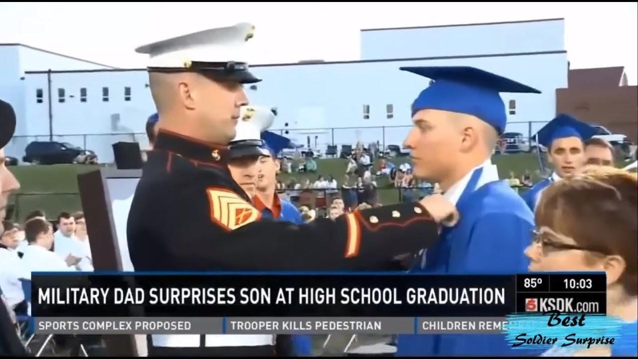 Military Dad surprises SON at HIGH SCHOOL GRADUATION