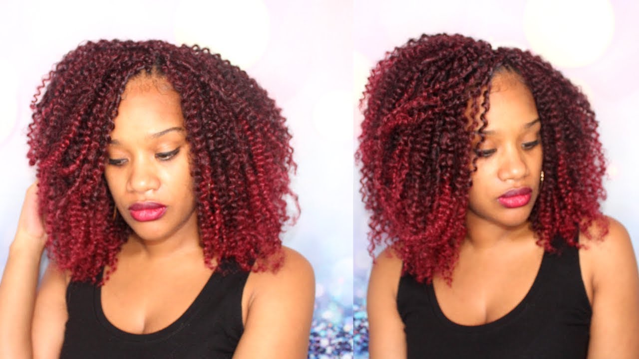 RED OMBRE 99J CURLY CROCHET BRAID REVIEW AMAZON HAIR YouTube