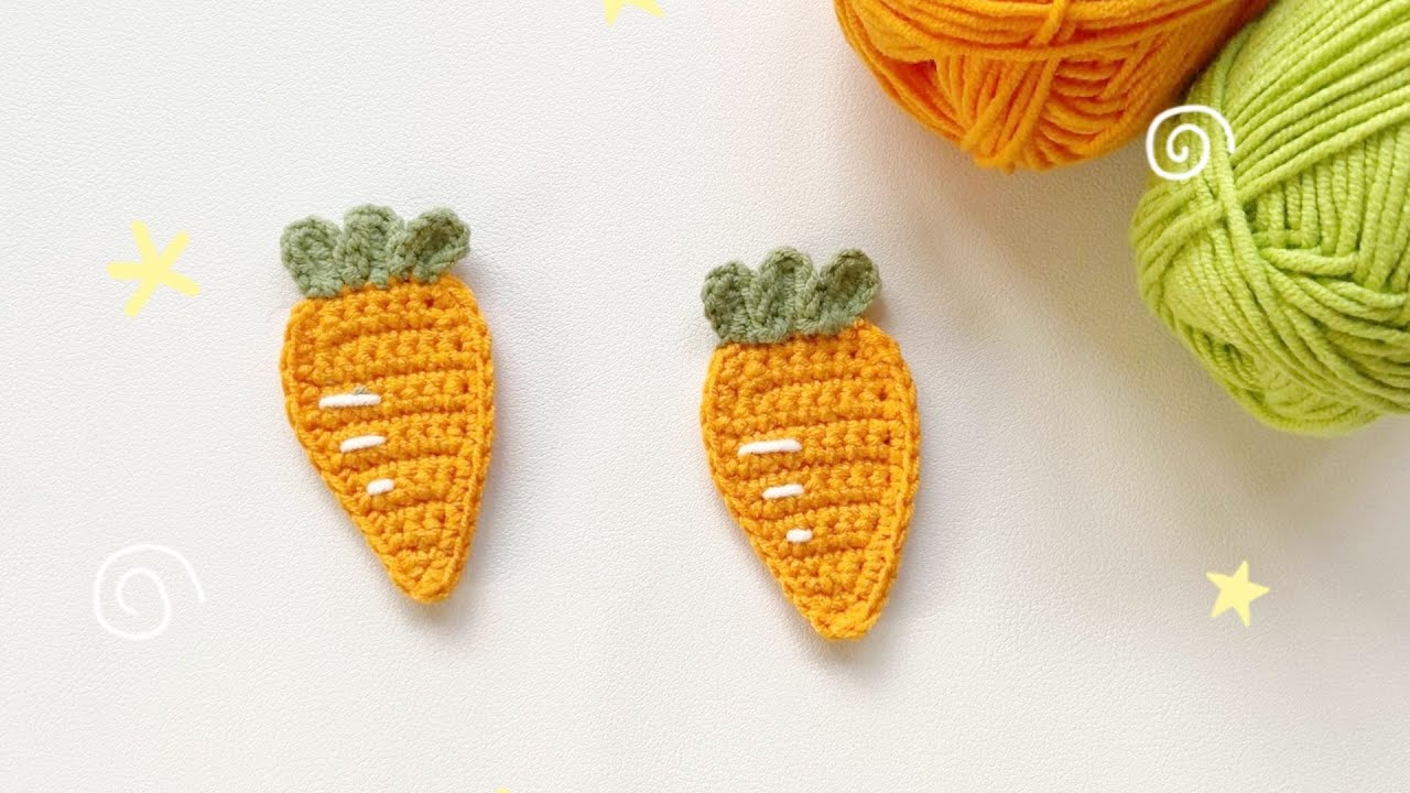 Carrot 🥕Crochet｜How to Crochet Carrot can be made to be Hairpin,  Brooch, Accessories for bags