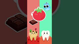 🦷 Good or Bad for Teeth | Chocolate Vs Tomato #kidslearning #sweet #abcd #alphabet #englishlearning