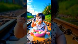 🔥Food Fight Evolution! Baby vs Cat vs Train 😆 #BabyLos #shorts #jannatulfirdous #youtubeshorts#viral