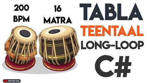 Tabla Teen Taal Long Loop C# Scale | 200 Bpm | #muzzico