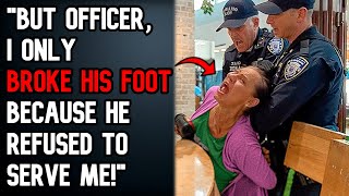 Crazy Karen Breaks Worker's FOOT For Refusing Her Service, Gets ARRESTED! - r\/EntitledPeople