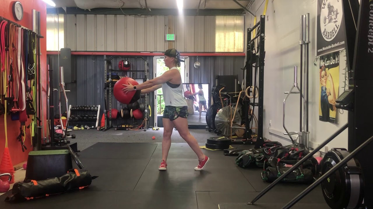 Med Ball Rotation + Press-Out - YouTube