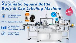 ZONESUN ZS-TB822X Automatic Sticker Wrap Around Square Bottle Top And Side Labeling Machine