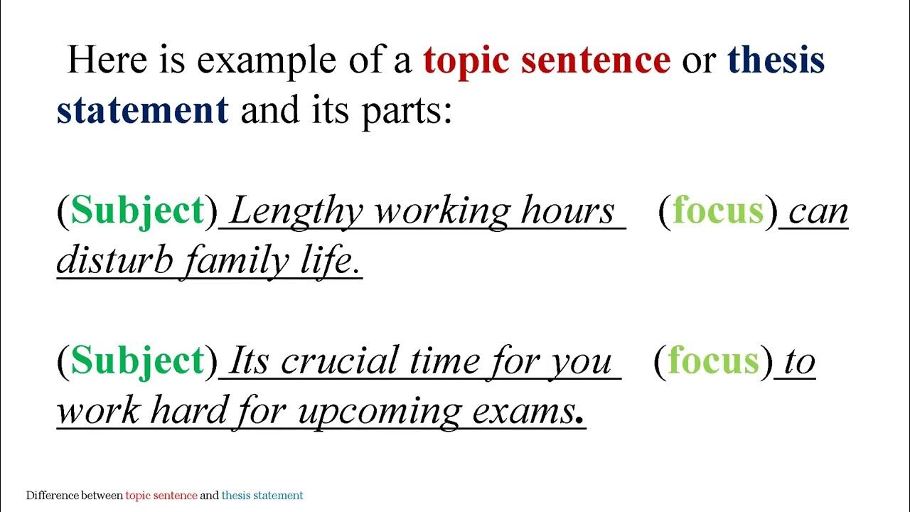 the difference between topic sentence and thesis