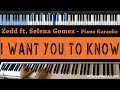 Zedd ft. Selena Gomez - I Want You to Know - LOWER Key (Piano Karaoke / Sing Along / Cover Lyrics)