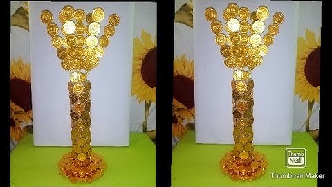 GOLD COIN CHOCOLATE TOWER/ DIY/ LUCKY CHARM/ Recycled cardboard and tissue roller/ party decoration
