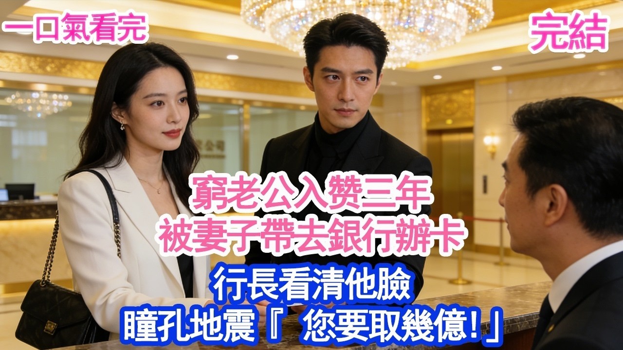 窮老公入贅三年被妻子帶去銀行辦卡行長看清他臉 瞳孔地震「您要取幾億！」#愛情#爽文#故事分享#小說＂