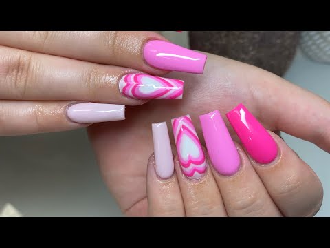 Watch Me Work | Acrylic Full Set w/ Pink Layered Heart