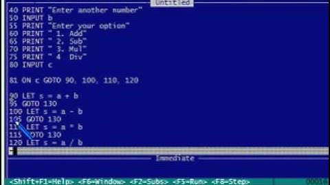 QBASIC Program -8 menu with on goto