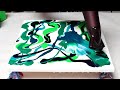 STUNNING Hairdryer Pour! Green &amp; Blue Fluid Art Dutch Pour 💚💙