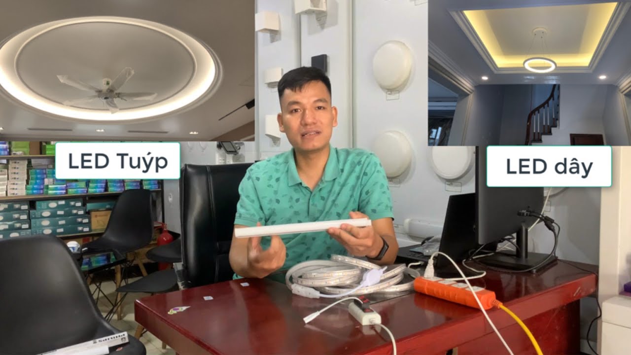 Nên dùng đèn LED dây hay đèn LED tuýp để hắt trần thạch cao - YouTube