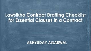 Lawsikho Contract Drafting Checklist for Essential Clauses in a Contract