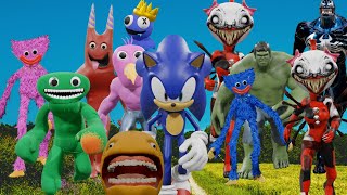 Siren Head Cartoon Cat SCP Among Us Hulk  Sonic Team 100 creatures running competition