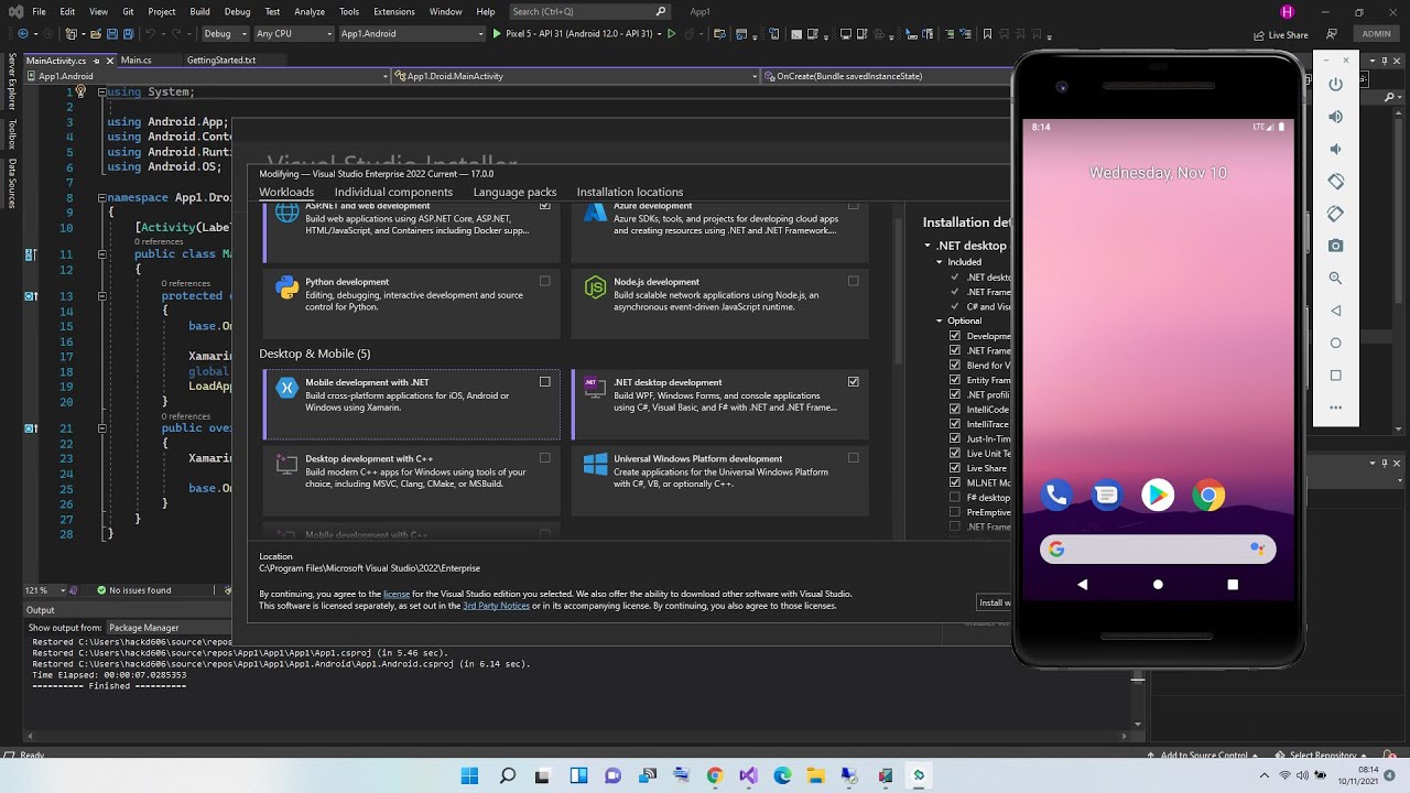 Pot dezvolta aplicații Android în Visual Studio?