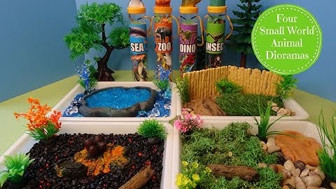 Four Small World Animal Dioramas- Sea, Zoo, Dino,& Insects - Learn Animal Names