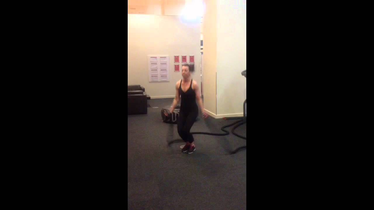 Jumping jacks using battle ropes YouTube