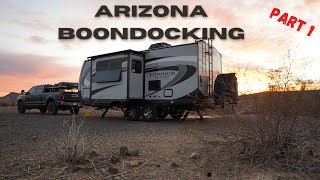 Our First Week Boondocking Arizona in Our New 26 foot Travel Trailer | RV Living