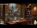 Warm Rainy Day With Cozy Cafe Space Relaxing Jazz Music Fireplace Glow For Calm Mind Study mp3