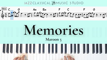 Memories - Maroon 5  | Piano Tutorial (EASY) | WITH Music Sheet | JCMS