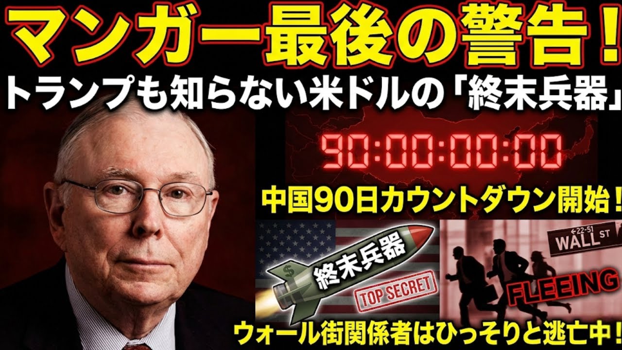 チャーリー・マンガーの死を前にした最後の警告：中国の90日間のカウントダウンが始まった！トランプも知らない米ドルの「終末兵器」――ウォール街関係者はひっそりと逃亡中！