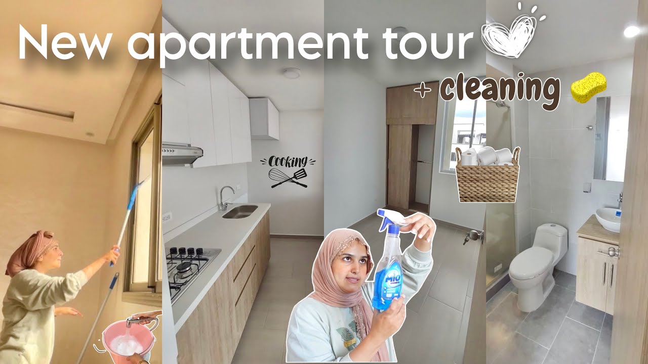 New apartment tour 🔑🏠 + cleaning 🧹 | جولة في  الدار الجديدة ✨💕 سيقتها باش نجيب رحيل📦 أخييرا
