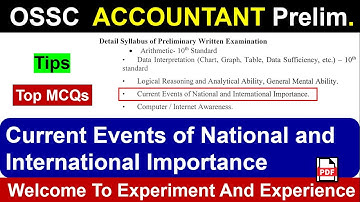 OSSC Accountant Current Events of National and International Importance | #ossc #osscexam