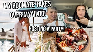 My roommate takes over my vlog! Hosting a party! Making our own flower arrangements!