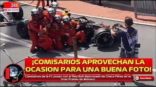 Comisarios de la F1 posan con el Red Bull destrozado de Checo Pérez en el Gran Premio de Mónaco by TV1 395 views 2 days ago 1 minute, 37 seconds