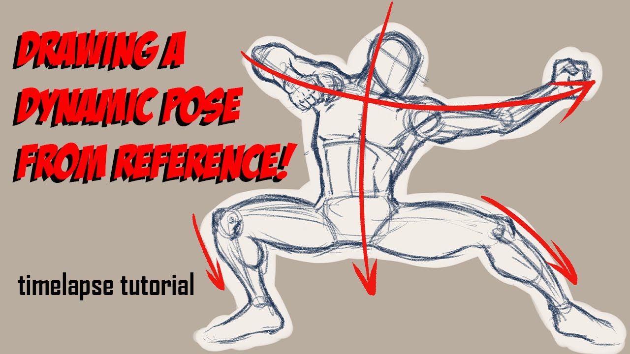 Drawing a DYNAMIC pose from reference - YouTube