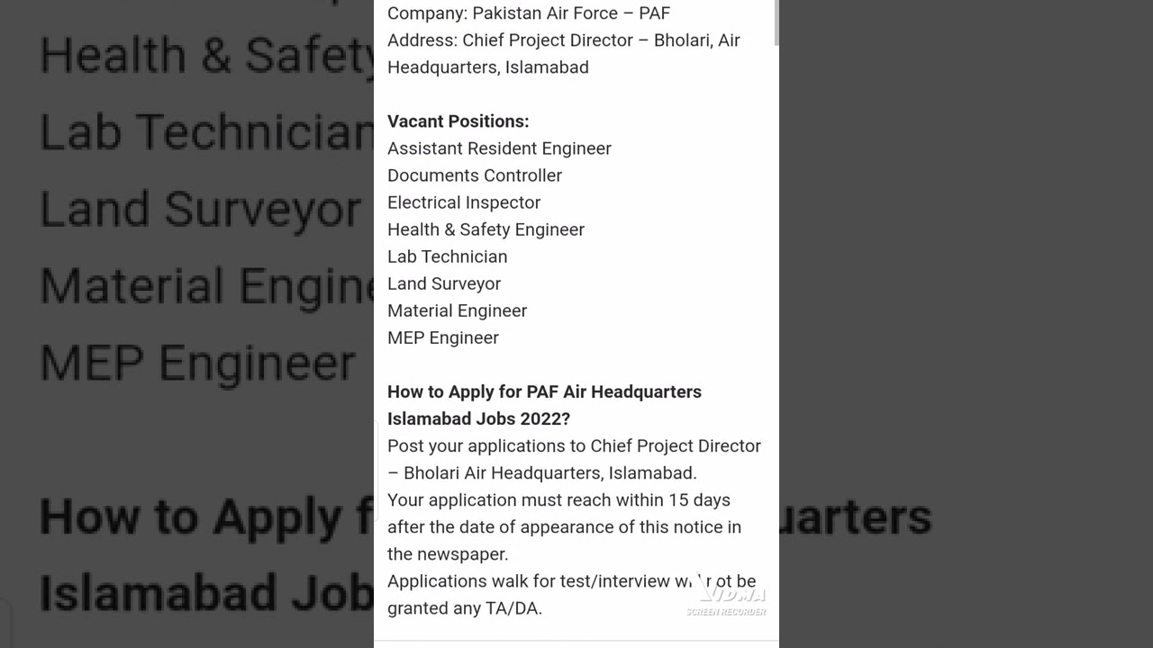 Pakistan Air Force Jobs ,PAF jobs  Latest jobs in 2022