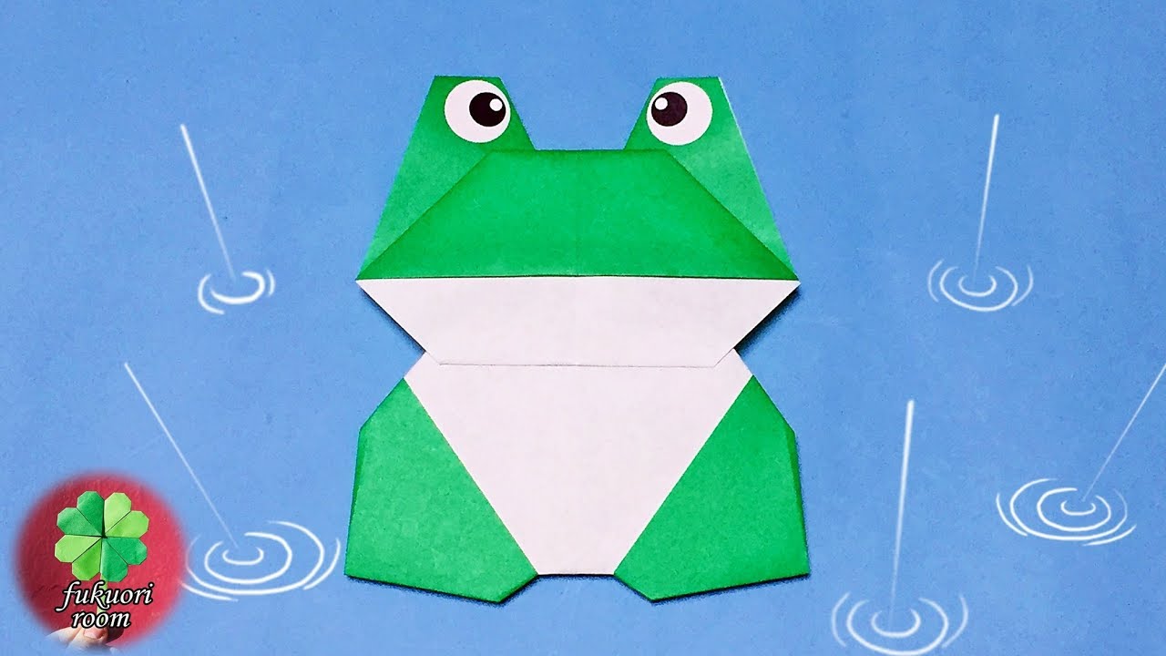 6月の梅雨の折り紙 カエル の簡単な平面の折り方 子供向け Fukuoriroom Youtube