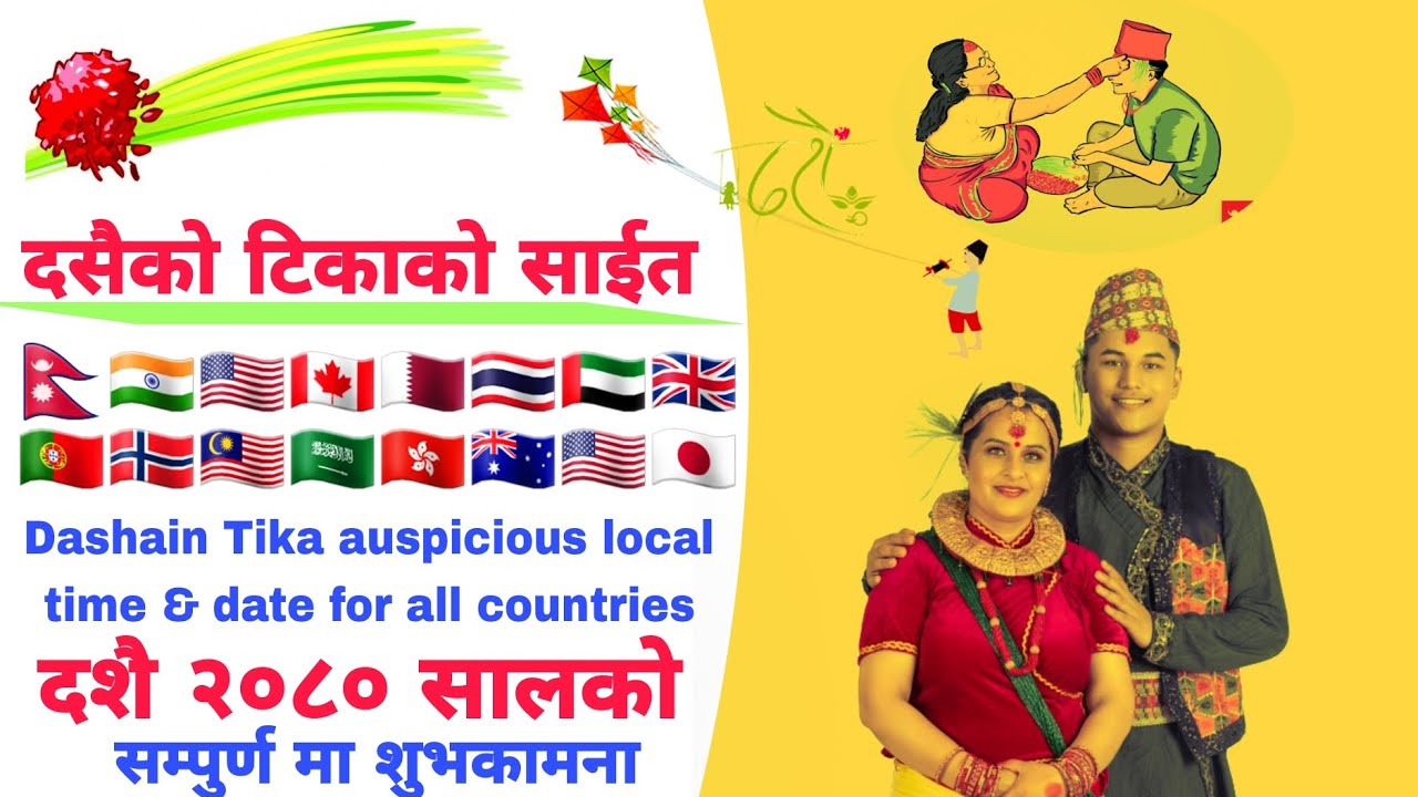 दशैं टिका साईत/Dashain Tika Sait,Happy dashain 2080,Dashain tika  time,Country and city time 2080 