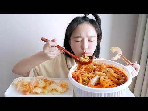 크림새우와 마라탕 먹방🔥옥수수면 잔뜩 추가한 욕망의 마라탕 (ft. 분모자, 중국당면, 치즈떡 토핑) REALSOUND MUKBANG | Malatang :D