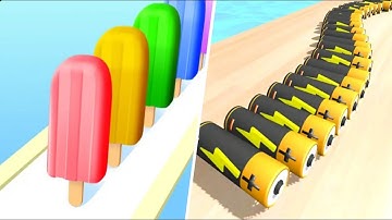 Popsicle Stack 🆚 Battery Run Gameplay All Levels Android,iOS Walkthrough Big Apk Update 7615FQY