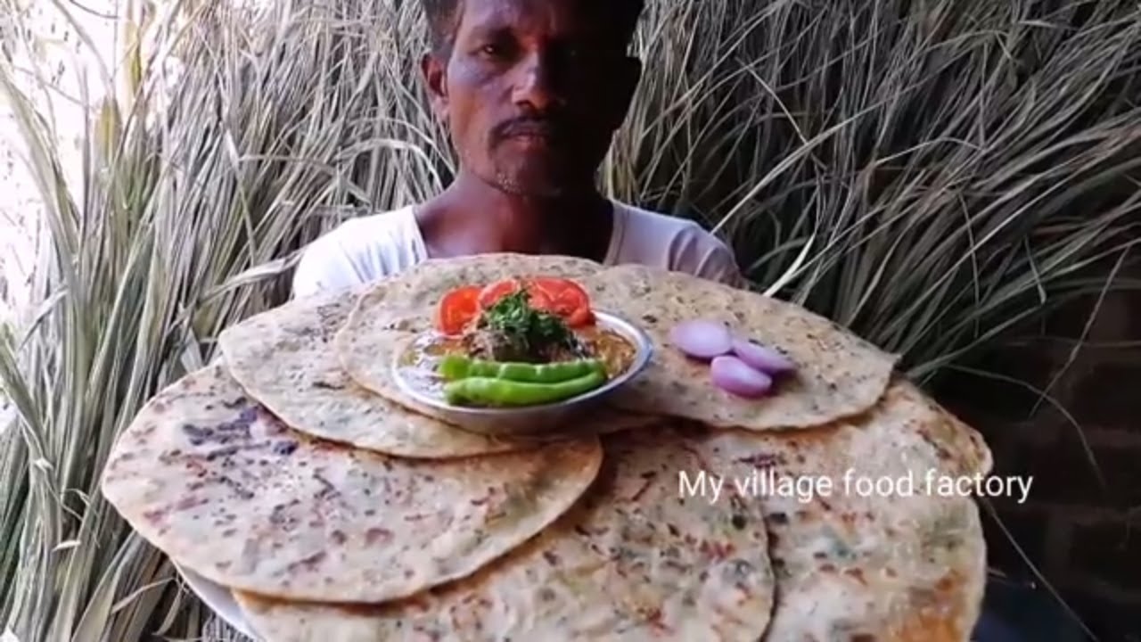 King of Brinjal aloo paratha prepared by my daddy in my village 