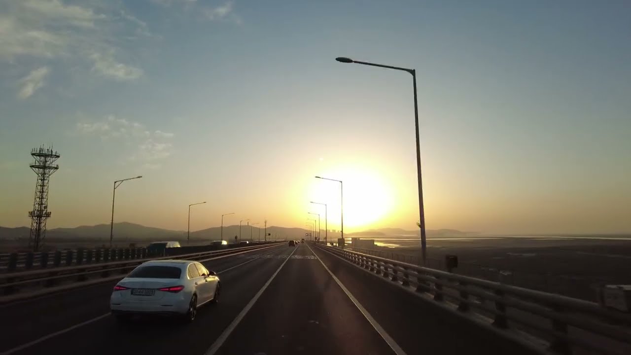 푸른하늘과 일몰전 김포-인천 5배속 주행영상