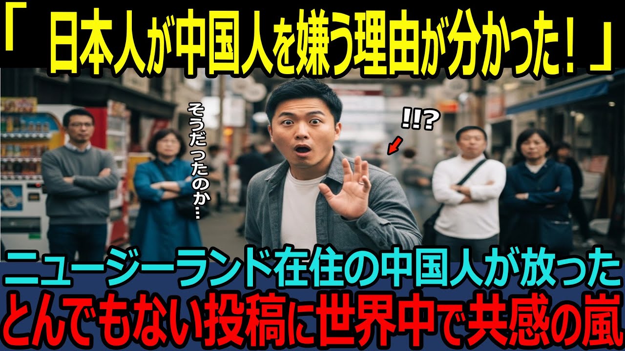 【海外の反応】「日本人が中国人を嫌う理由はこれか」ニュージーランド在住の中国人がした投稿に世界中で共感の嵐