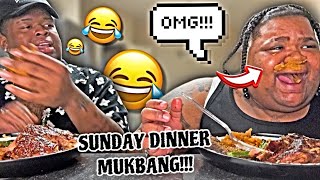 SUNDAY DINNER MUKBANG W/ MY BAE @TeronBihh95 (YALL WONT BELIEVE WHAT HE DID) 😧